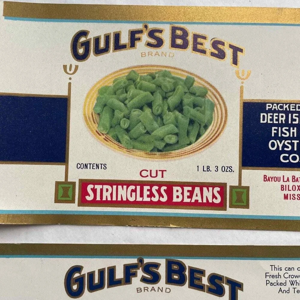 Gulf's Best Leading Lady Can Labels Lot of 4 Vintage Deer Island Packing‎ Co